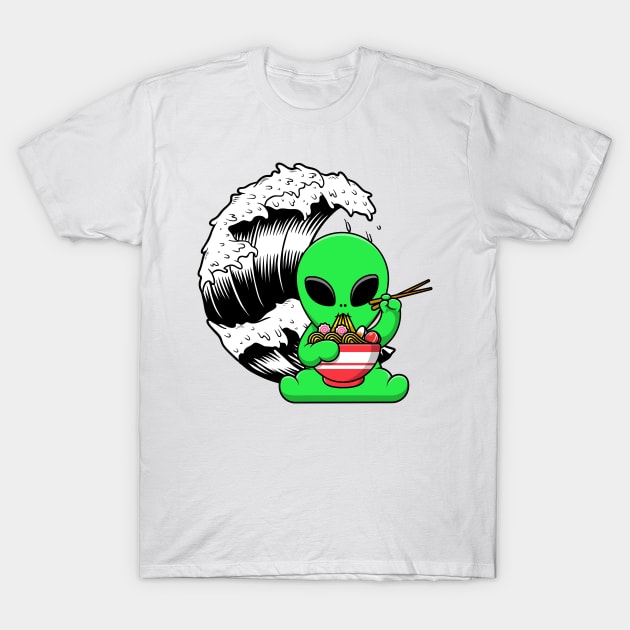 Ramen Alien Cute T-Shirt by Butterfly Dira